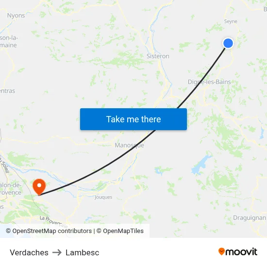 Verdaches to Lambesc map