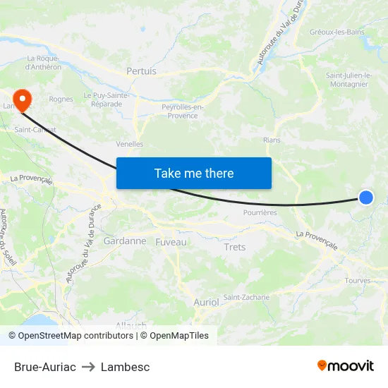 Brue-Auriac to Lambesc map