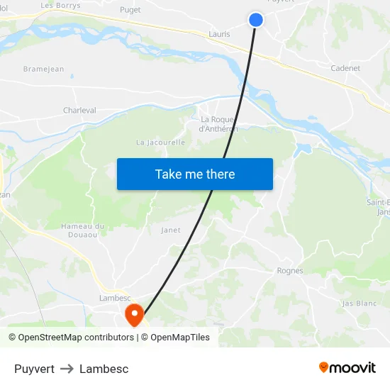 Puyvert to Lambesc map