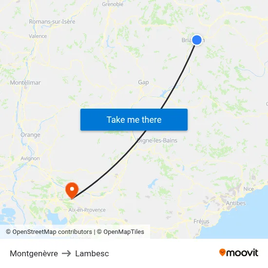 Montgenèvre to Lambesc map