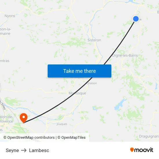 Seyne to Lambesc map