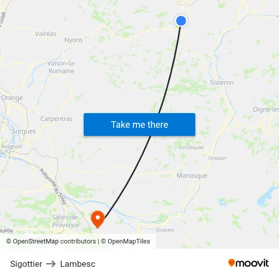 Sigottier to Lambesc map