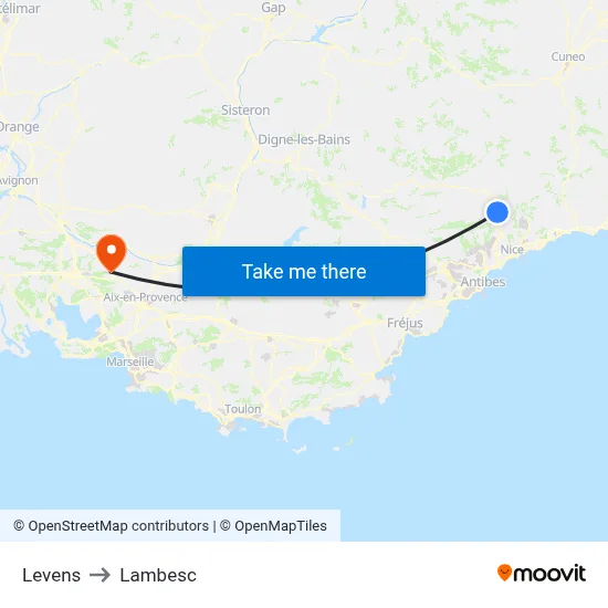 Levens to Lambesc map