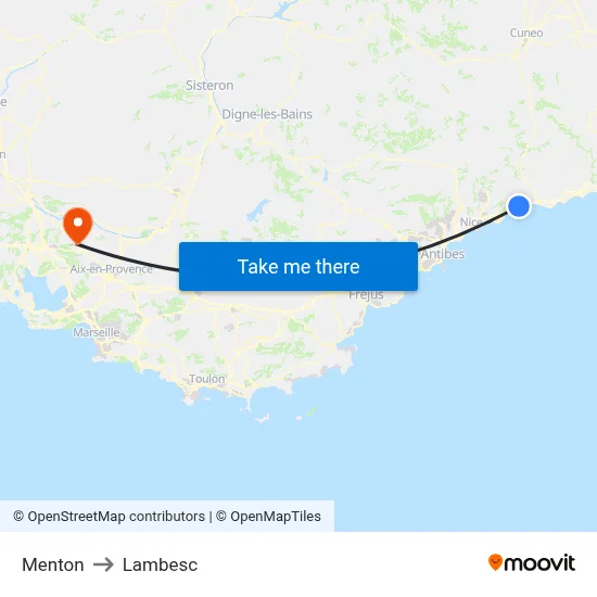 Menton to Lambesc map