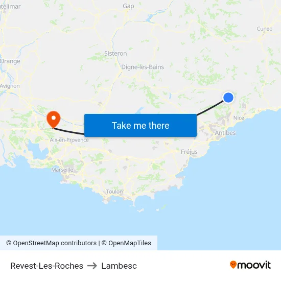Revest-Les-Roches to Lambesc map