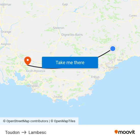 Toudon to Lambesc map