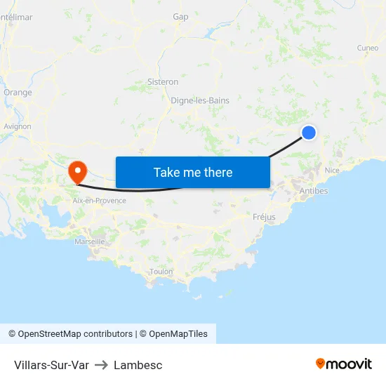 Villars-Sur-Var to Lambesc map