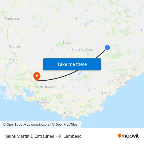 Saint-Martin-D'Entraunes to Lambesc map