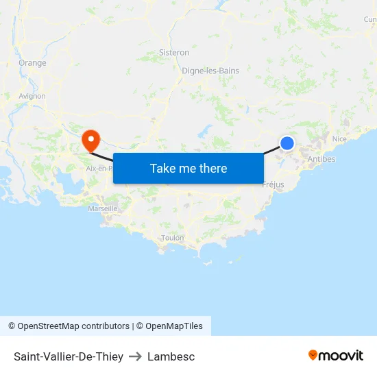 Saint-Vallier-De-Thiey to Lambesc map