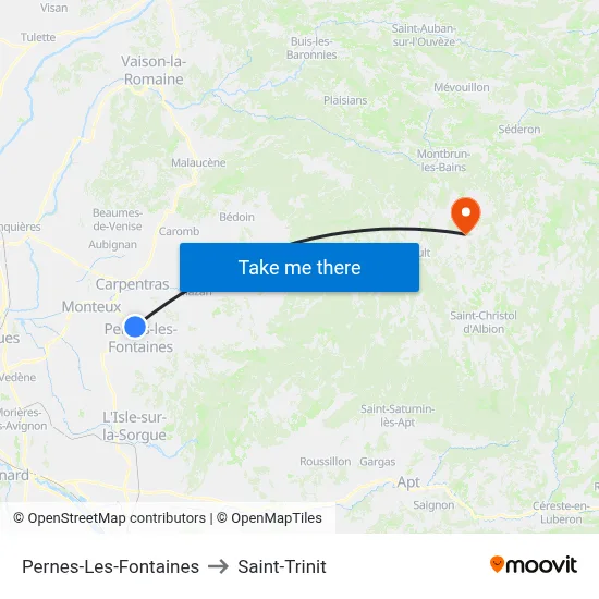 Pernes-Les-Fontaines to Saint-Trinit map