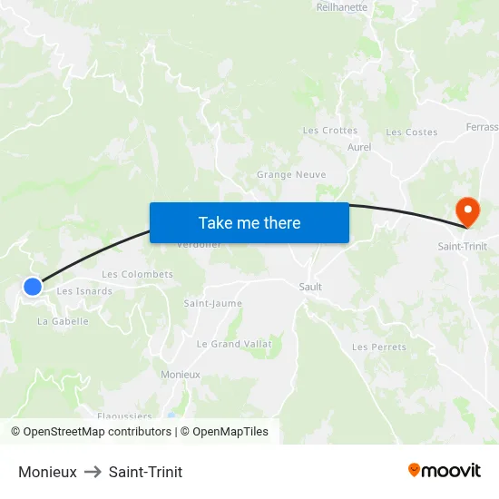 Monieux to Saint-Trinit map