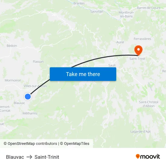 Blauvac to Saint-Trinit map