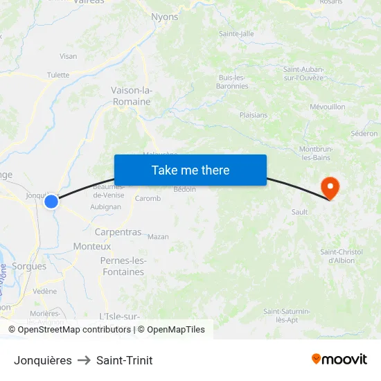 Jonquières to Saint-Trinit map