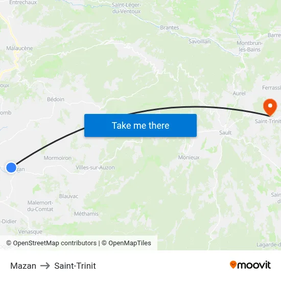 Mazan to Saint-Trinit map