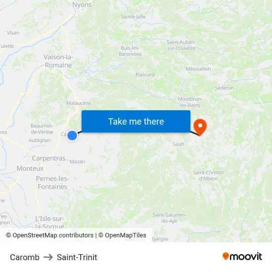Caromb to Saint-Trinit map