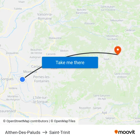 Althen-Des-Paluds to Saint-Trinit map