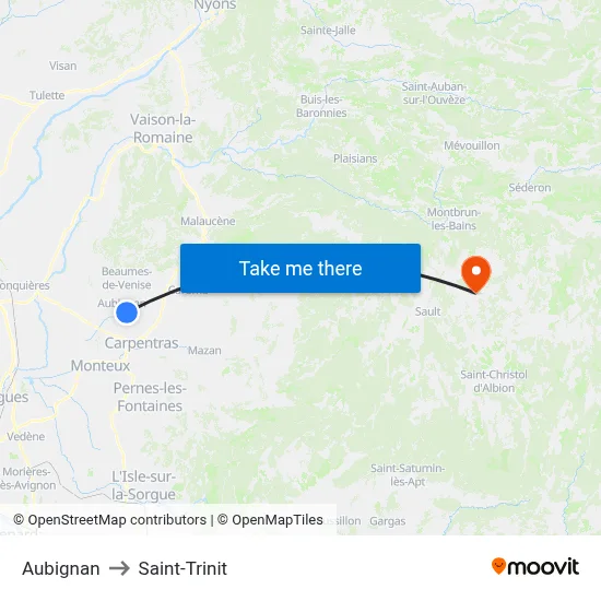 Aubignan to Saint-Trinit map