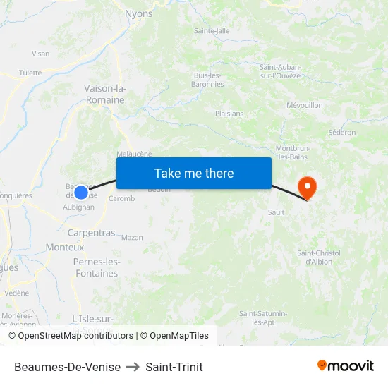 Beaumes-De-Venise to Saint-Trinit map