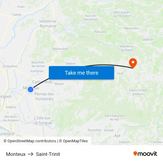 Monteux to Saint-Trinit map