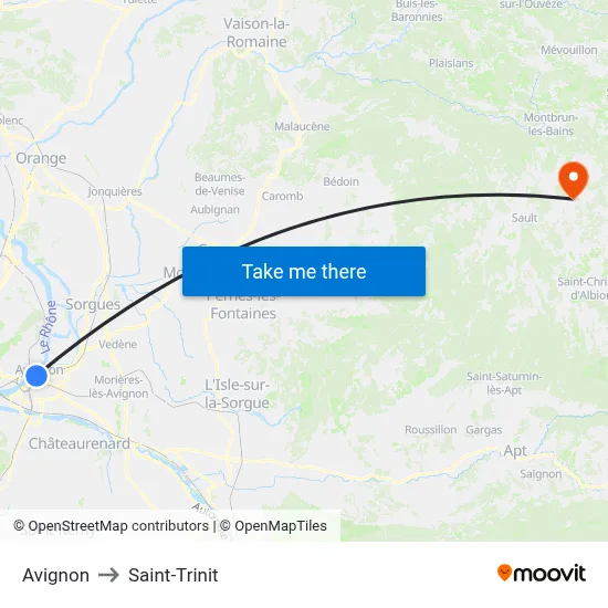 Avignon to Saint-Trinit map