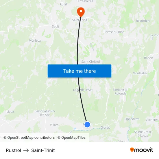 Rustrel to Saint-Trinit map