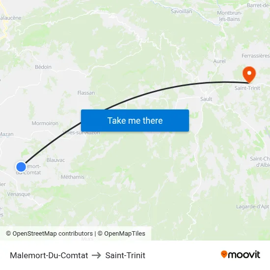 Malemort-Du-Comtat to Saint-Trinit map