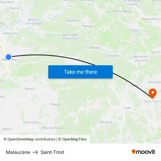 Malaucène to Saint-Trinit map