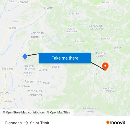 Gigondas to Saint-Trinit map