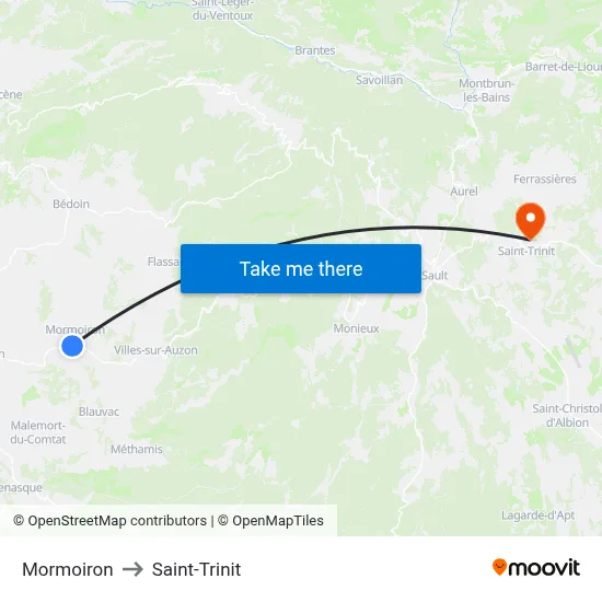 Mormoiron to Saint-Trinit map