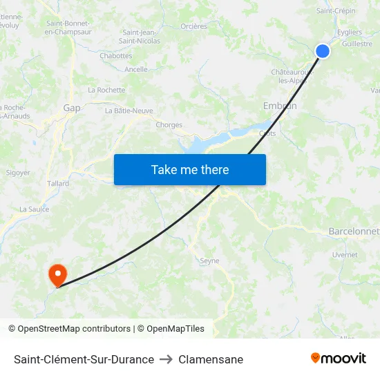 Saint-Clément-Sur-Durance to Clamensane map