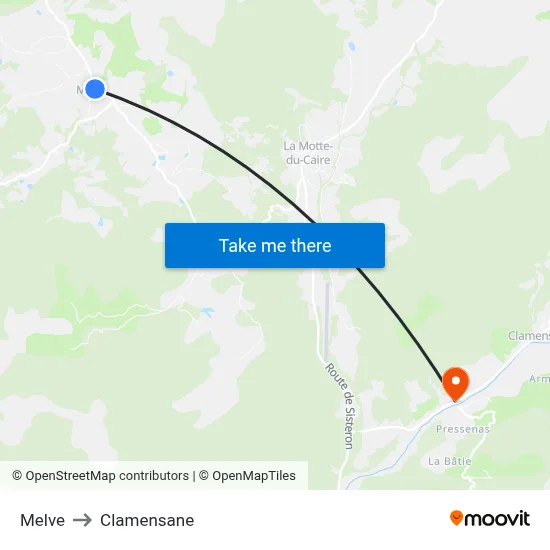 Melve to Clamensane map