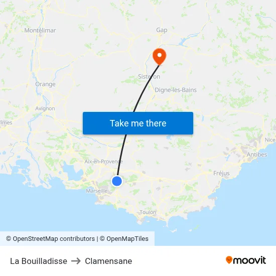 La Bouilladisse to Clamensane map