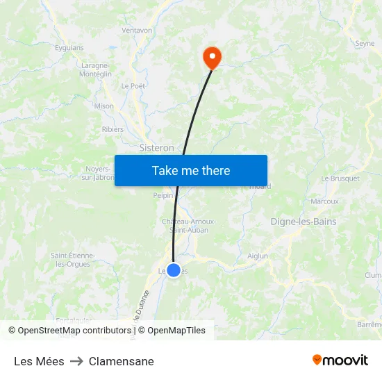 Les Mées to Clamensane map