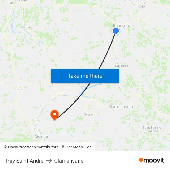 Puy-Saint-André to Clamensane map