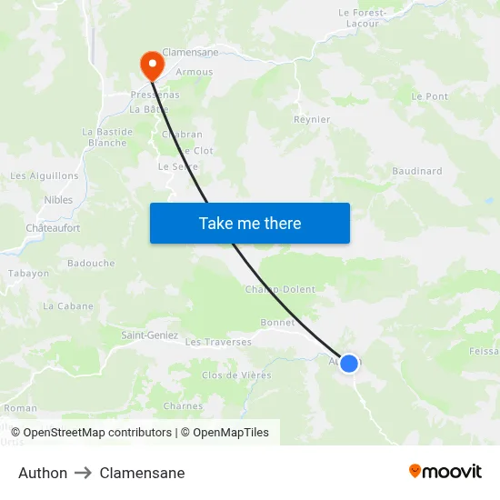 Authon to Clamensane map