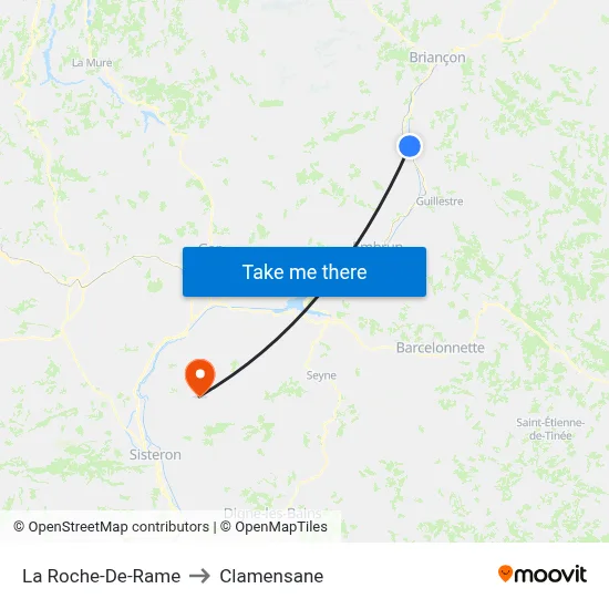 La Roche-De-Rame to Clamensane map