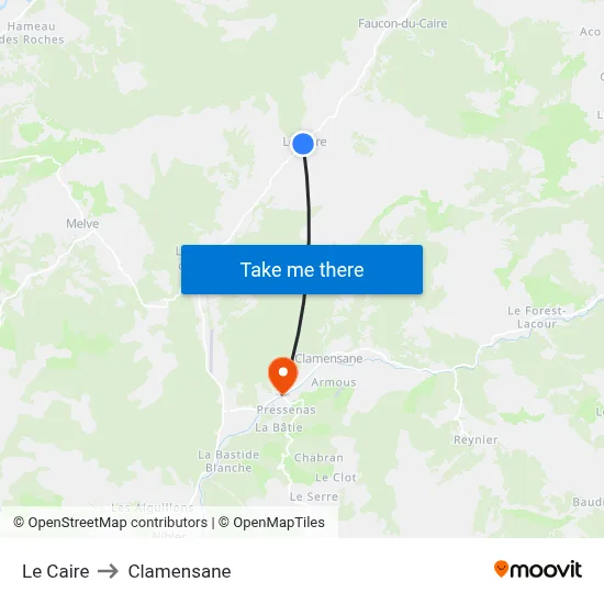 Le Caire to Clamensane map