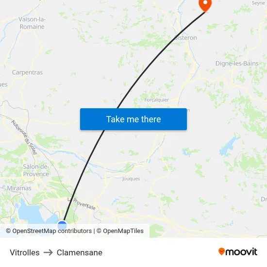 Vitrolles to Clamensane map