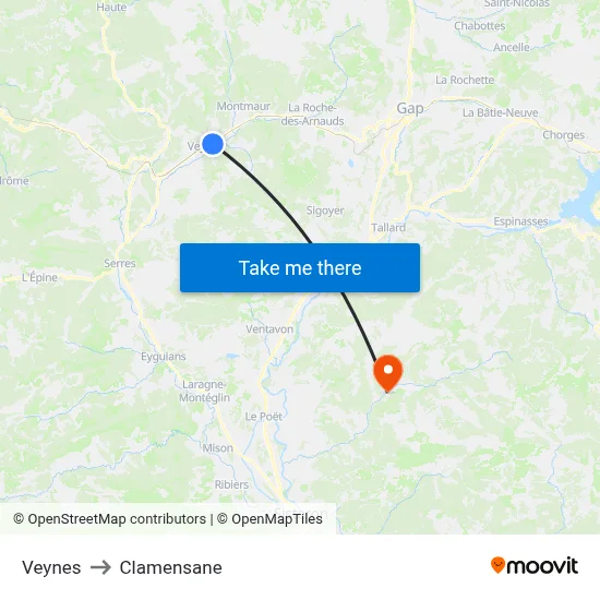 Veynes to Clamensane map