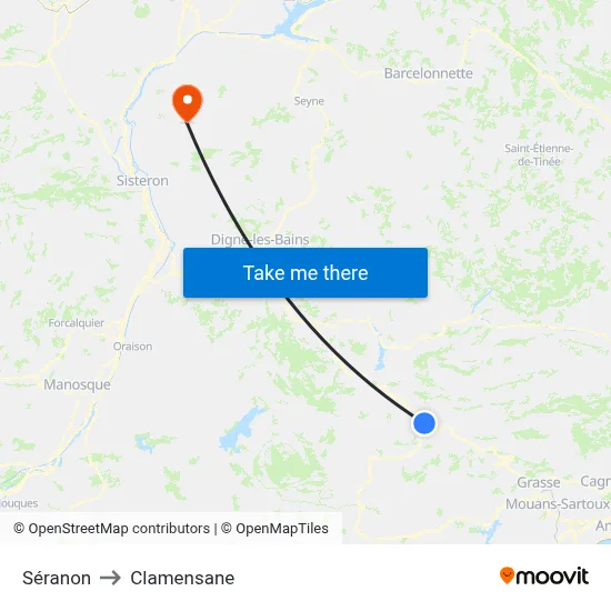 Séranon to Clamensane map