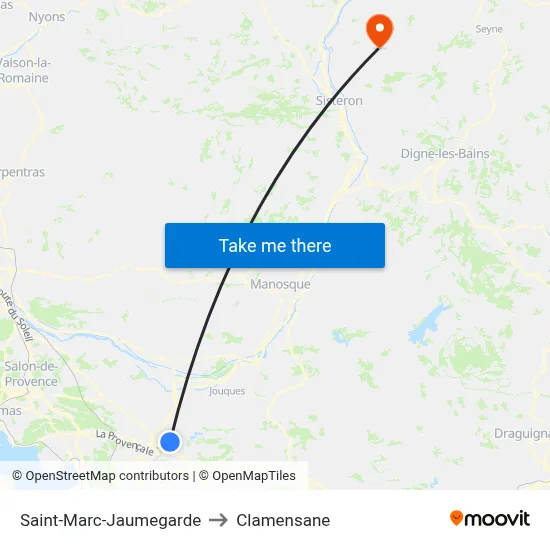 Saint-Marc-Jaumegarde to Clamensane map