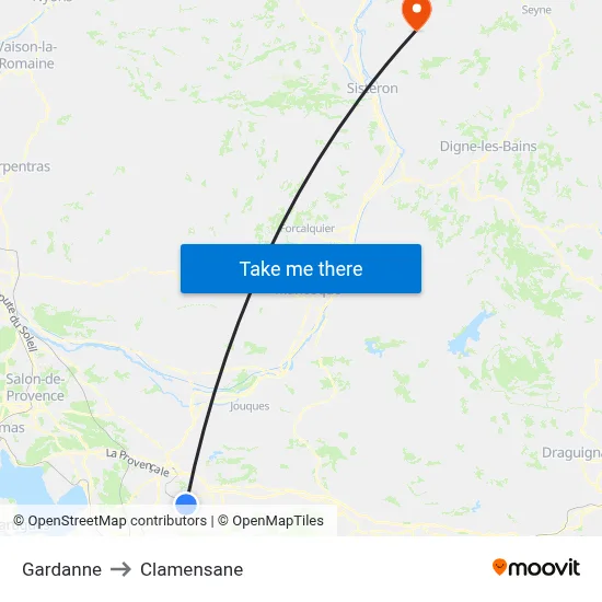 Gardanne to Clamensane map