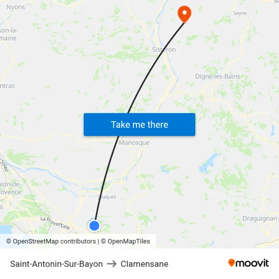 Saint-Antonin-Sur-Bayon to Clamensane map