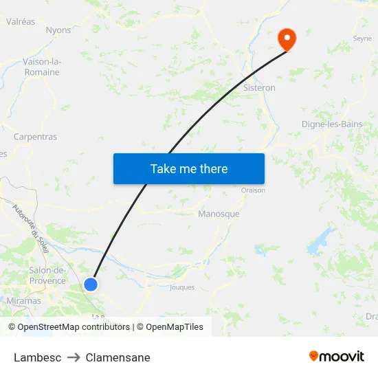 Lambesc to Clamensane map