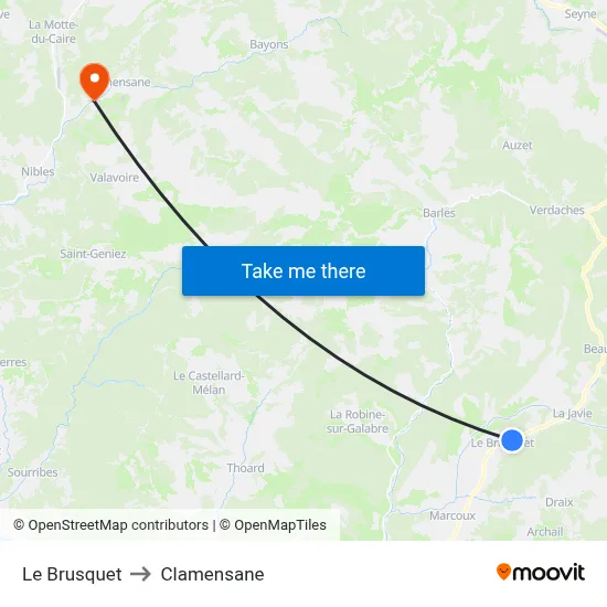 Le Brusquet to Clamensane map