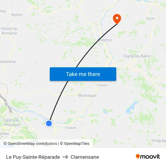 Le Puy-Sainte-Réparade to Clamensane map