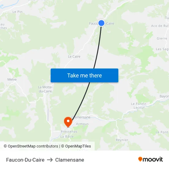 Faucon-Du-Caire to Clamensane map