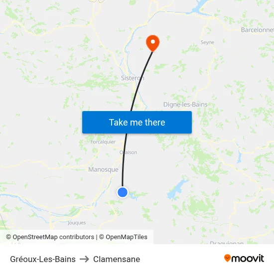 Gréoux-Les-Bains to Clamensane map