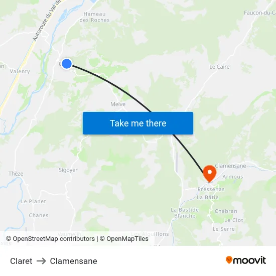 Claret to Clamensane map