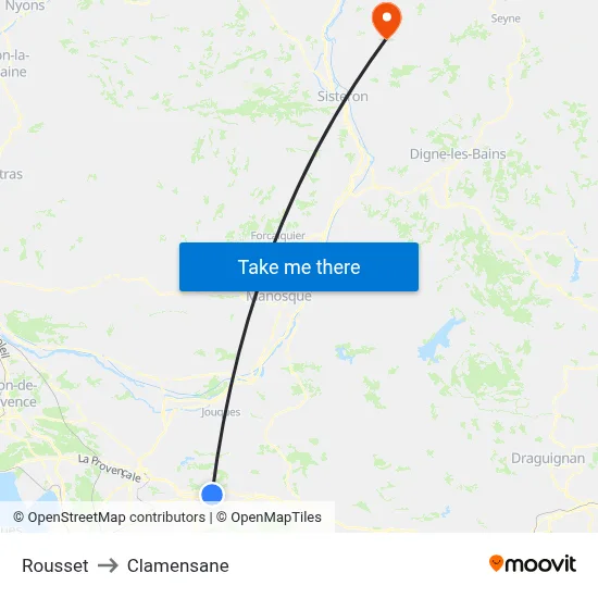 Rousset to Clamensane map